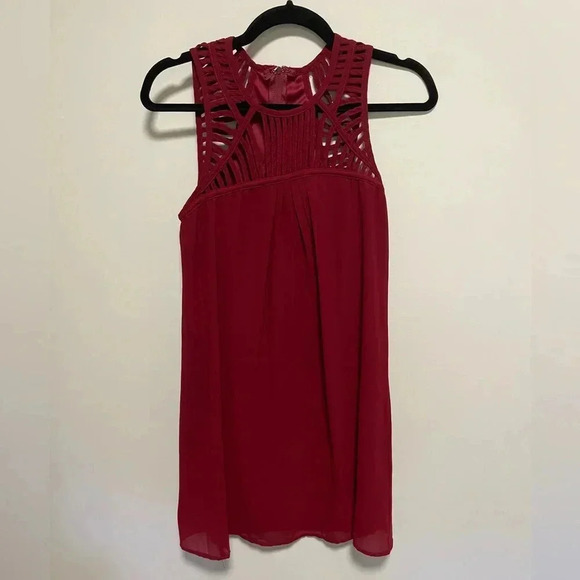 Dark red sleeveless shirt dress size S - Picture 3 of 3